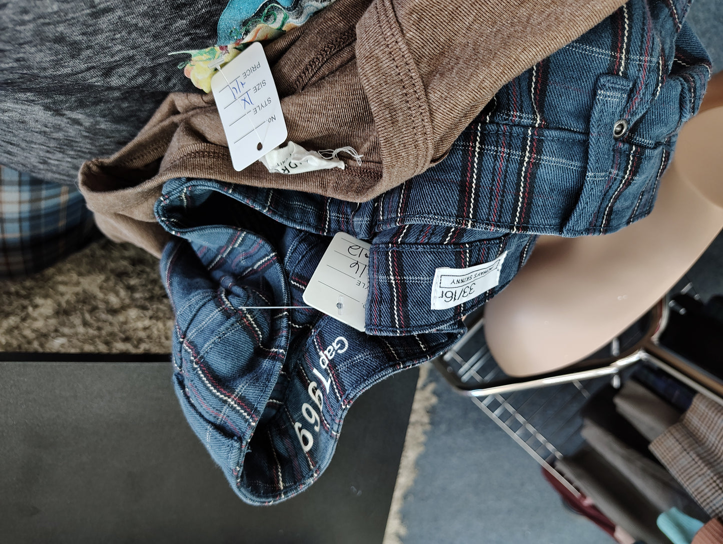 Gap 1969 Always Skinny plaid retro jeans size 16