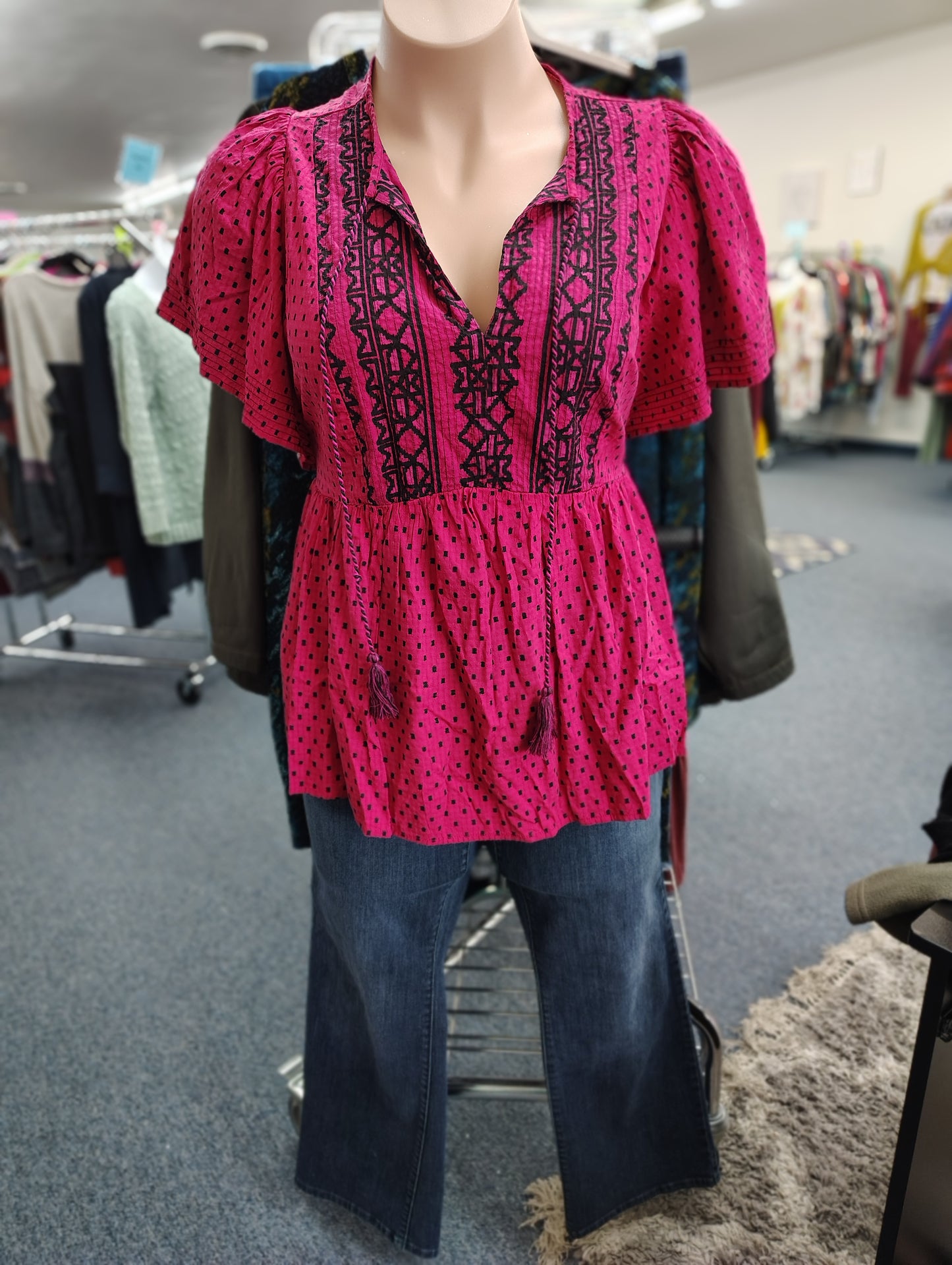 Knox Rose pink embroidered babydoll top xxl