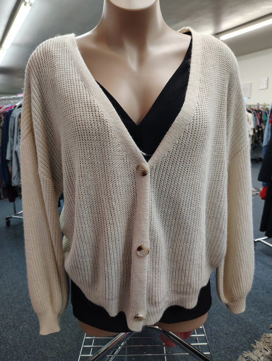Cream cardigan sweater with lace star back size 3x