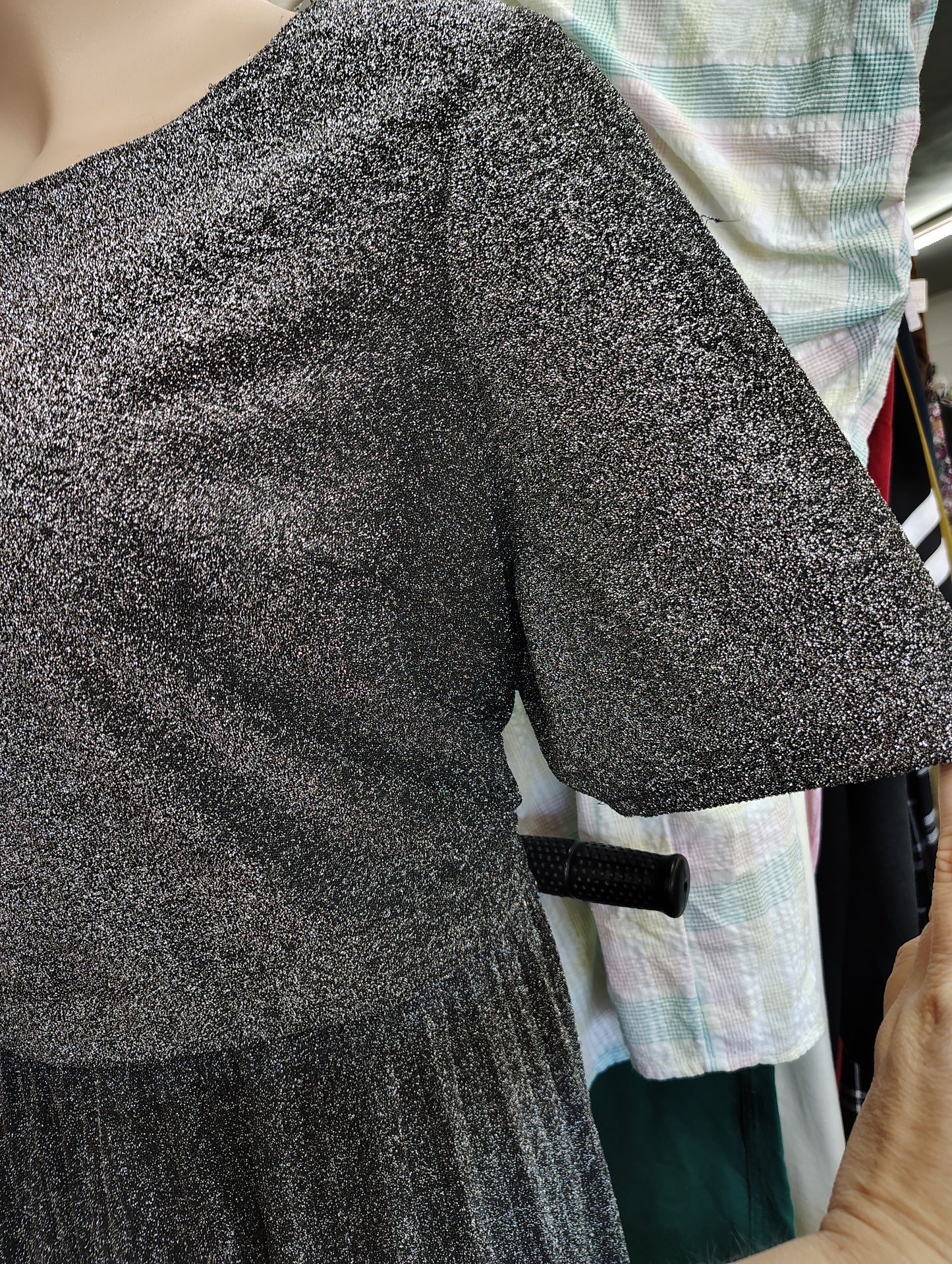 Lane Bryant black pleated sparkle glitter dress size 28 4x