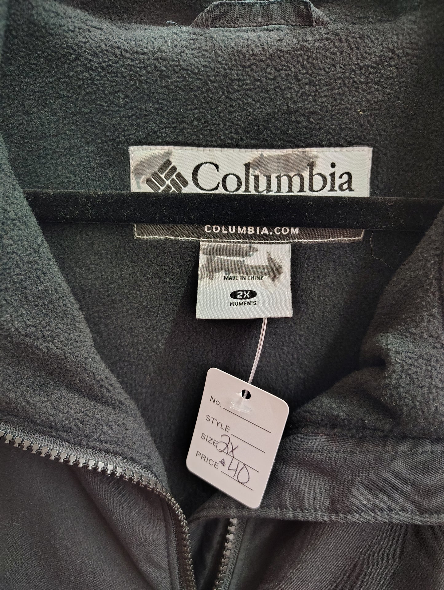 Columbia mid weight coat jacket fleece lined black size 2x