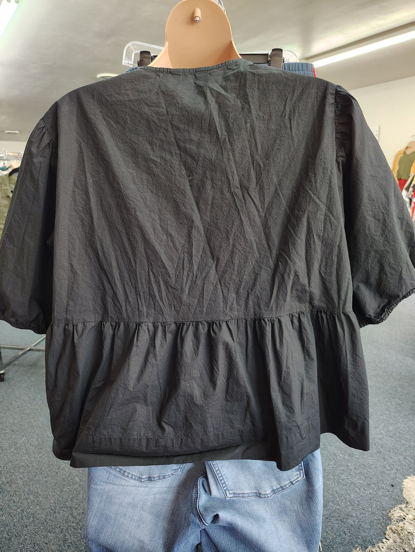 Velvet Heart black bow front babydoll top 2x