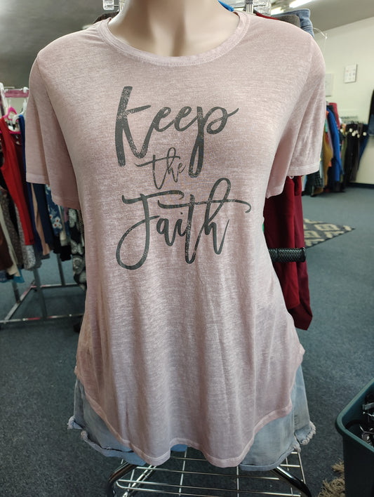 Maurices pink burnout tee "keep the faith" size 2x