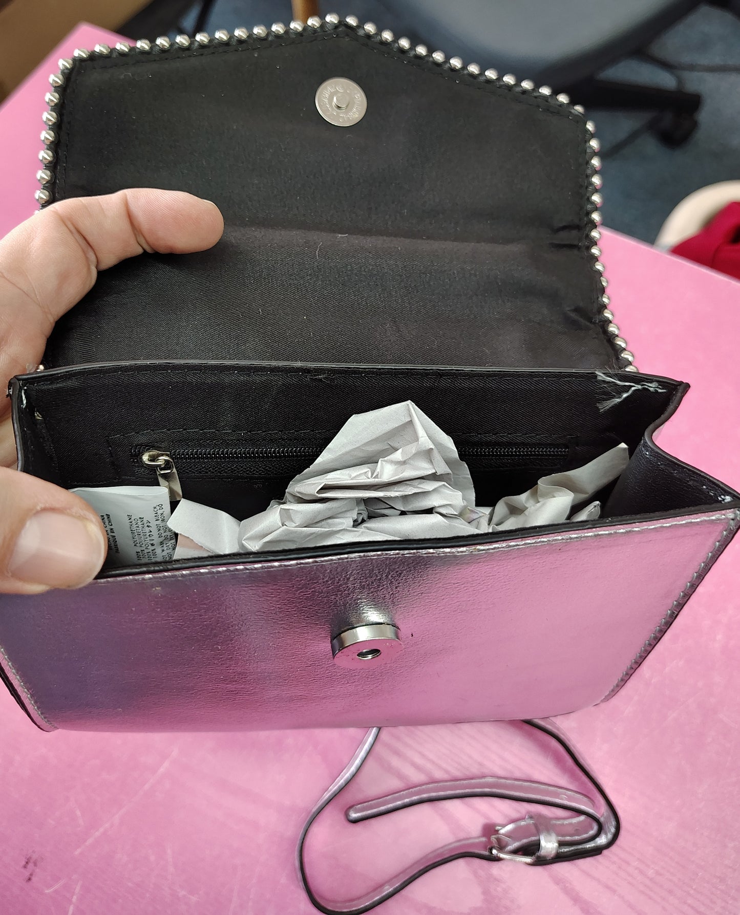 New small silver crossbody bag