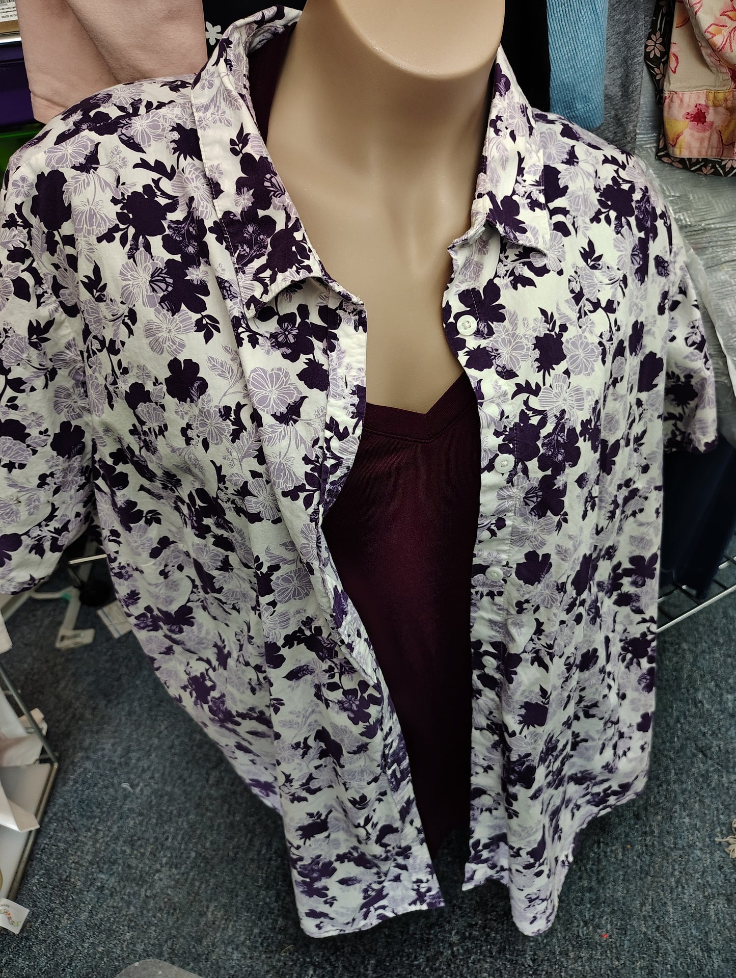 Woman Within floral button front top size 4x