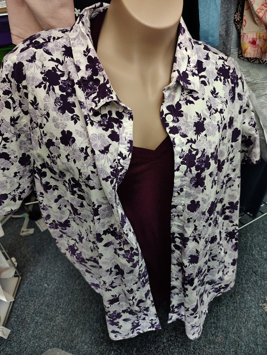 Woman Within floral button front top size 4x