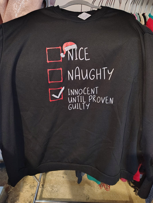 Christmas naughty or nice black sweatshirt size 6x