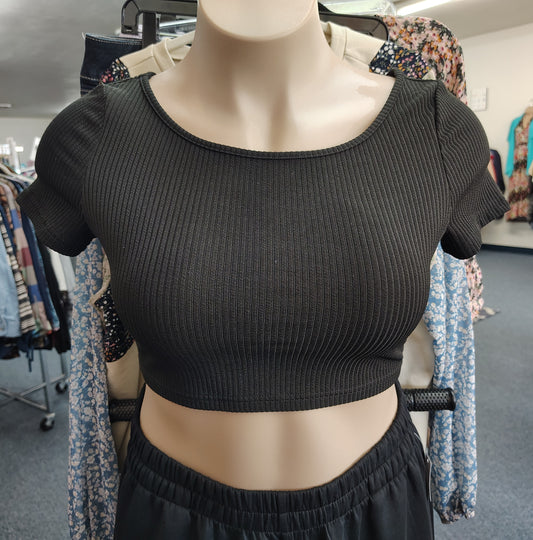 Cider black ribbed crop top new size XL