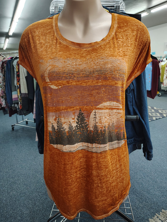 Maurices orange burnout sunset tee size 3x