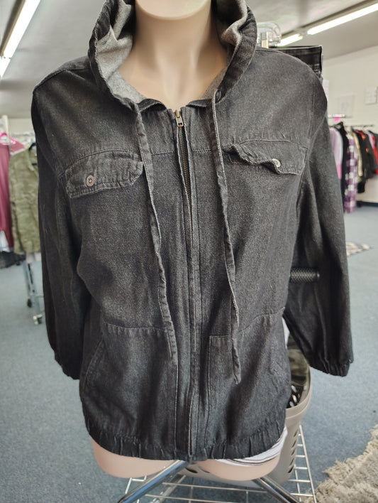 Roaman's dark denim hooded jacket size 26w 4x