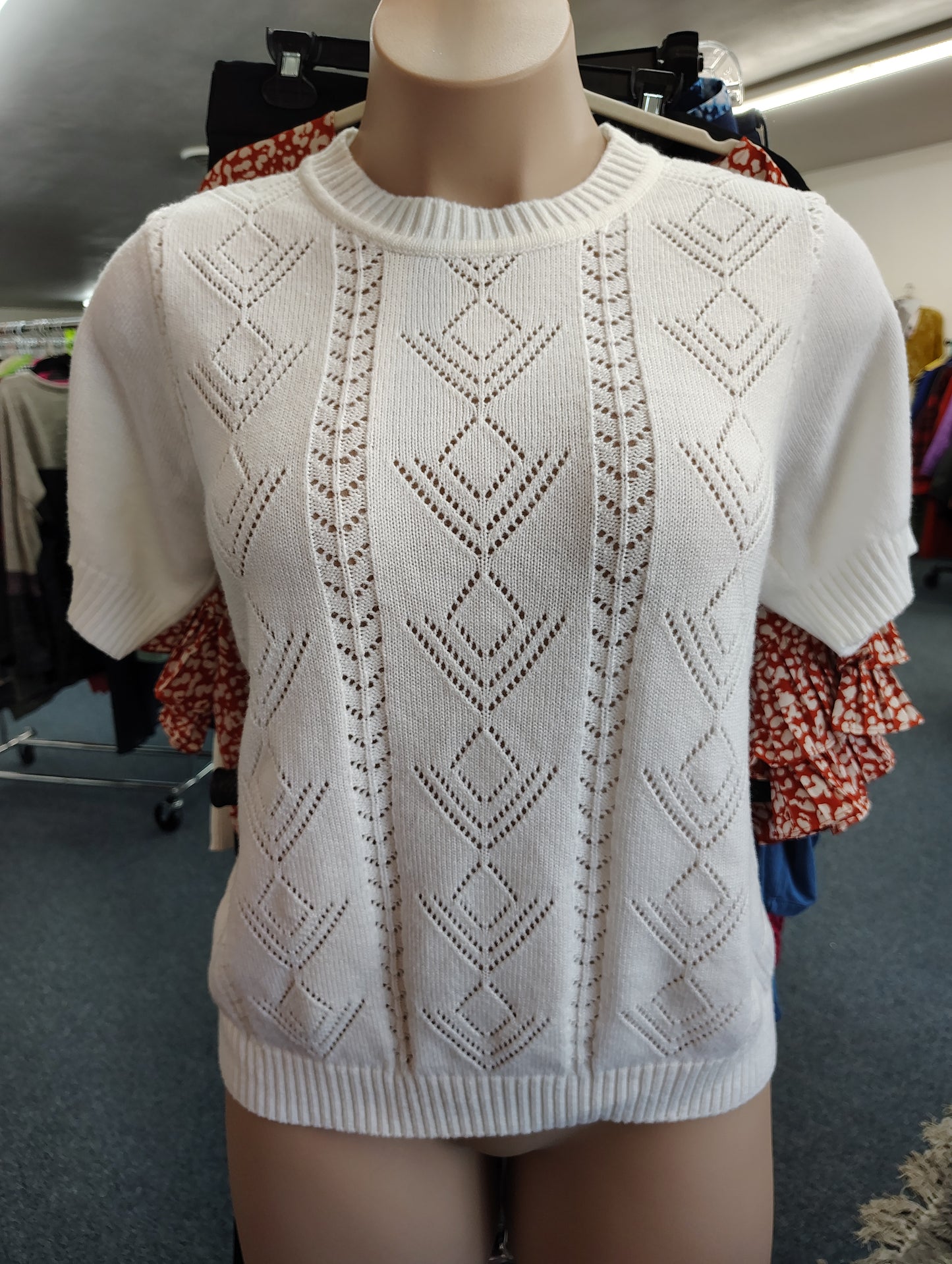 Vicki Wayne retro white short sleeve sweater size 2x