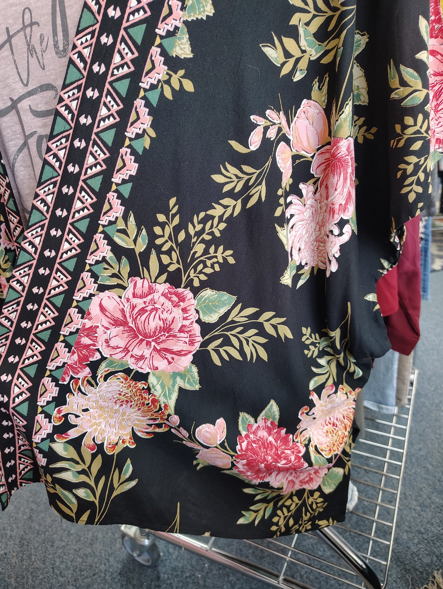 Angie black floral kimono size 1x