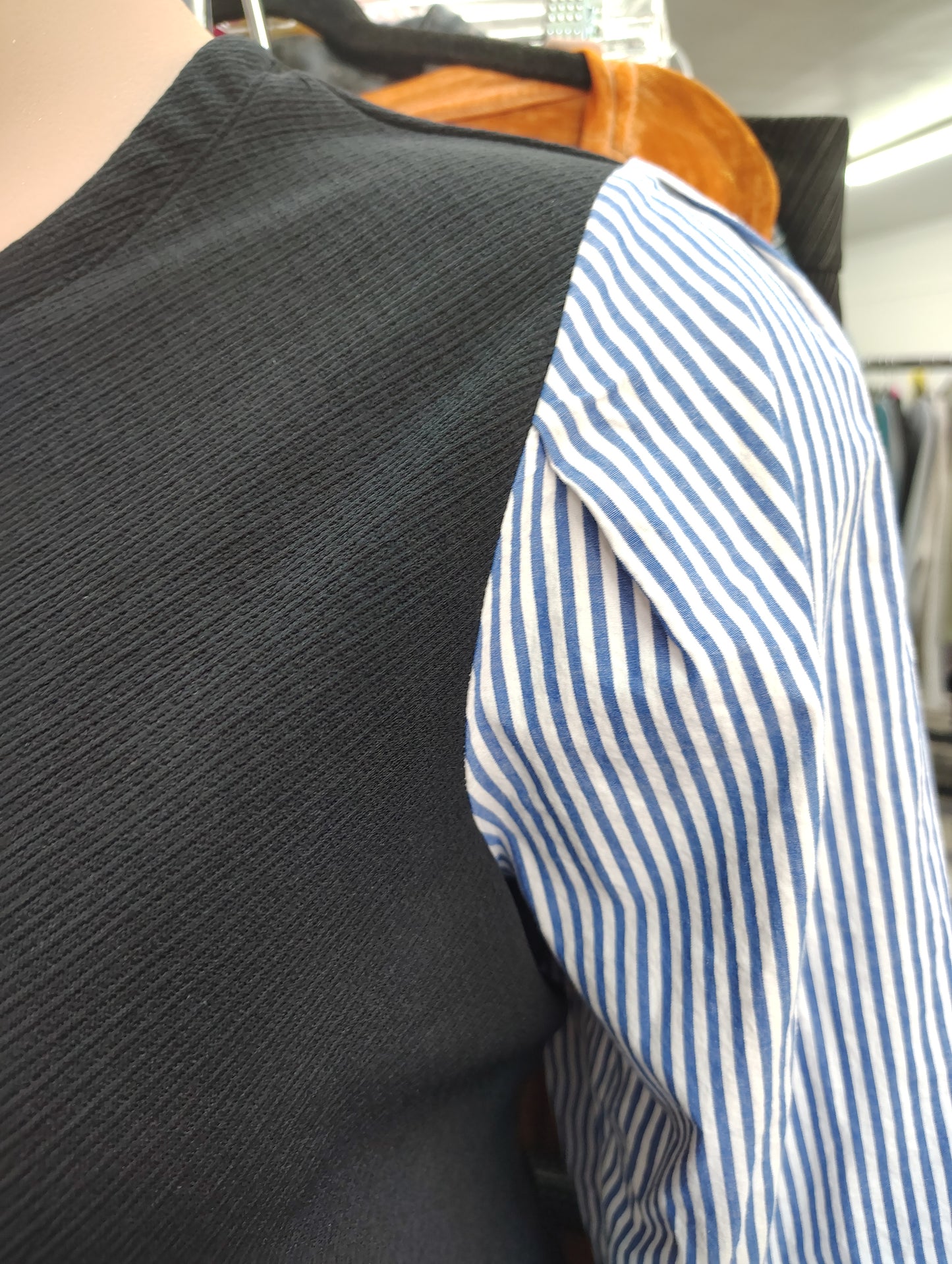 Lane Bryant black 2fer tunic top with striped sleeves 3x