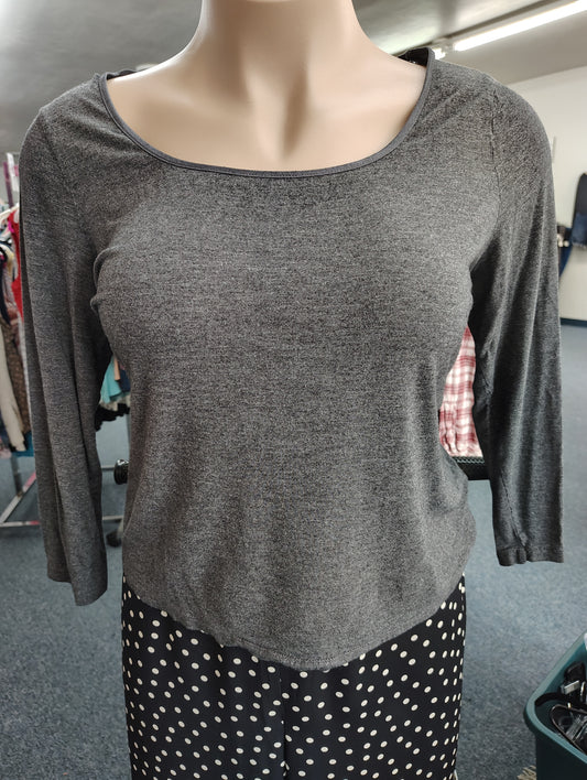 Talbots gray slightly cropped dress top size 1x