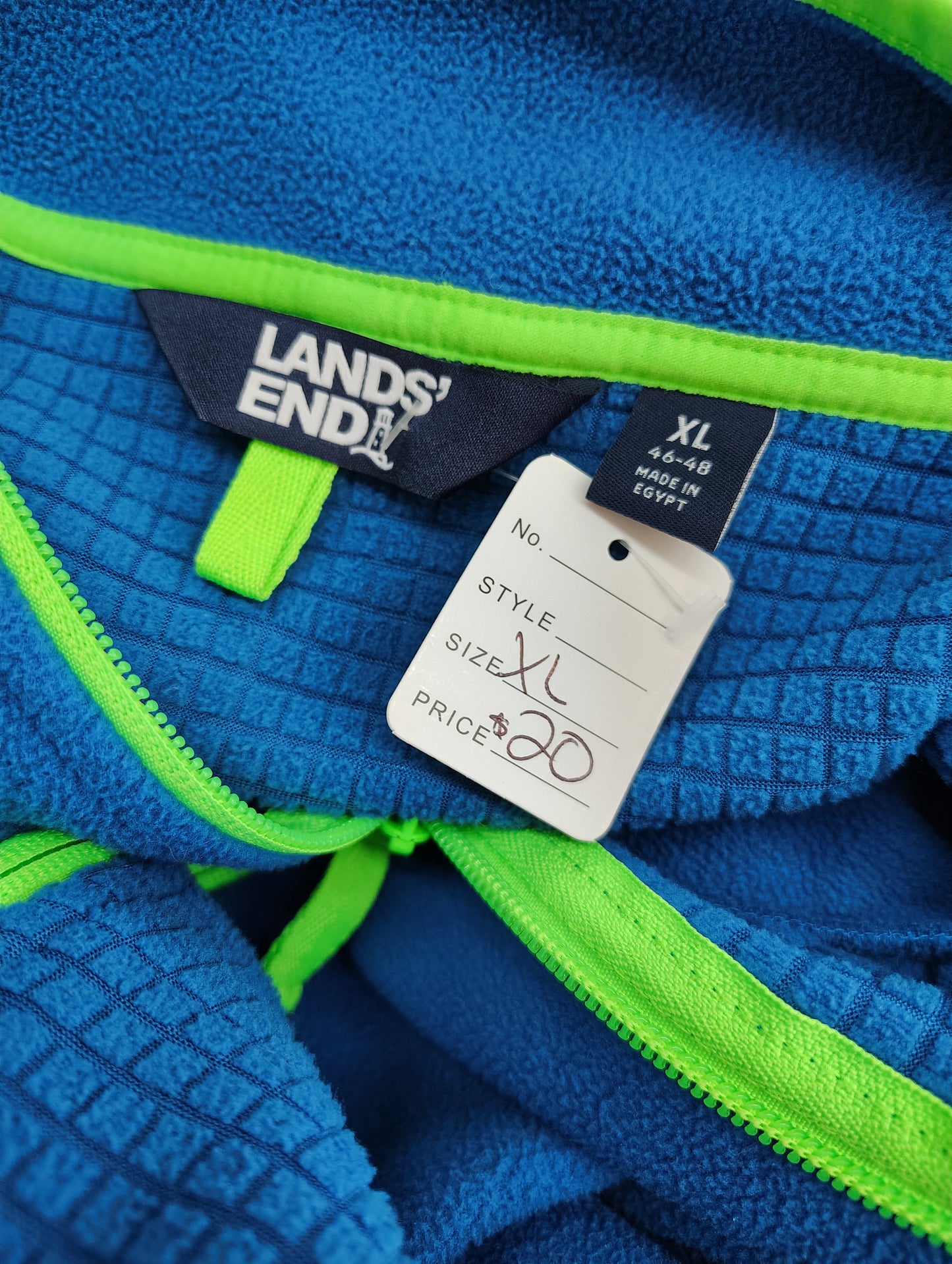 Land's End blue zip front fleece sweatshirt size xl