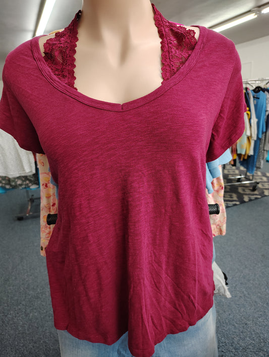 Torrid maroon top with lace halter look size 4x