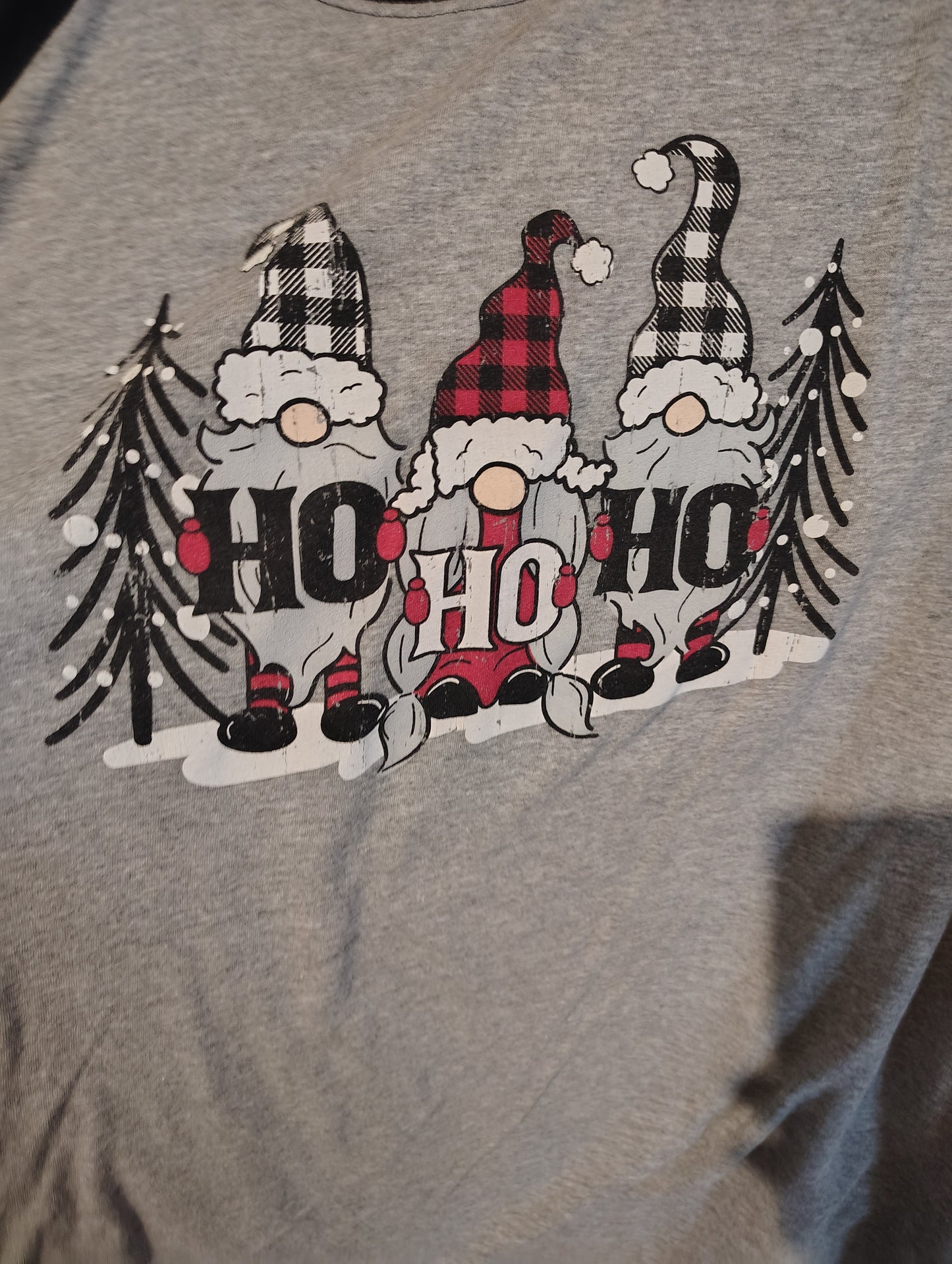 Jerzees gray HoHoHo gnome Christmas raglan sleeve tee size 4x