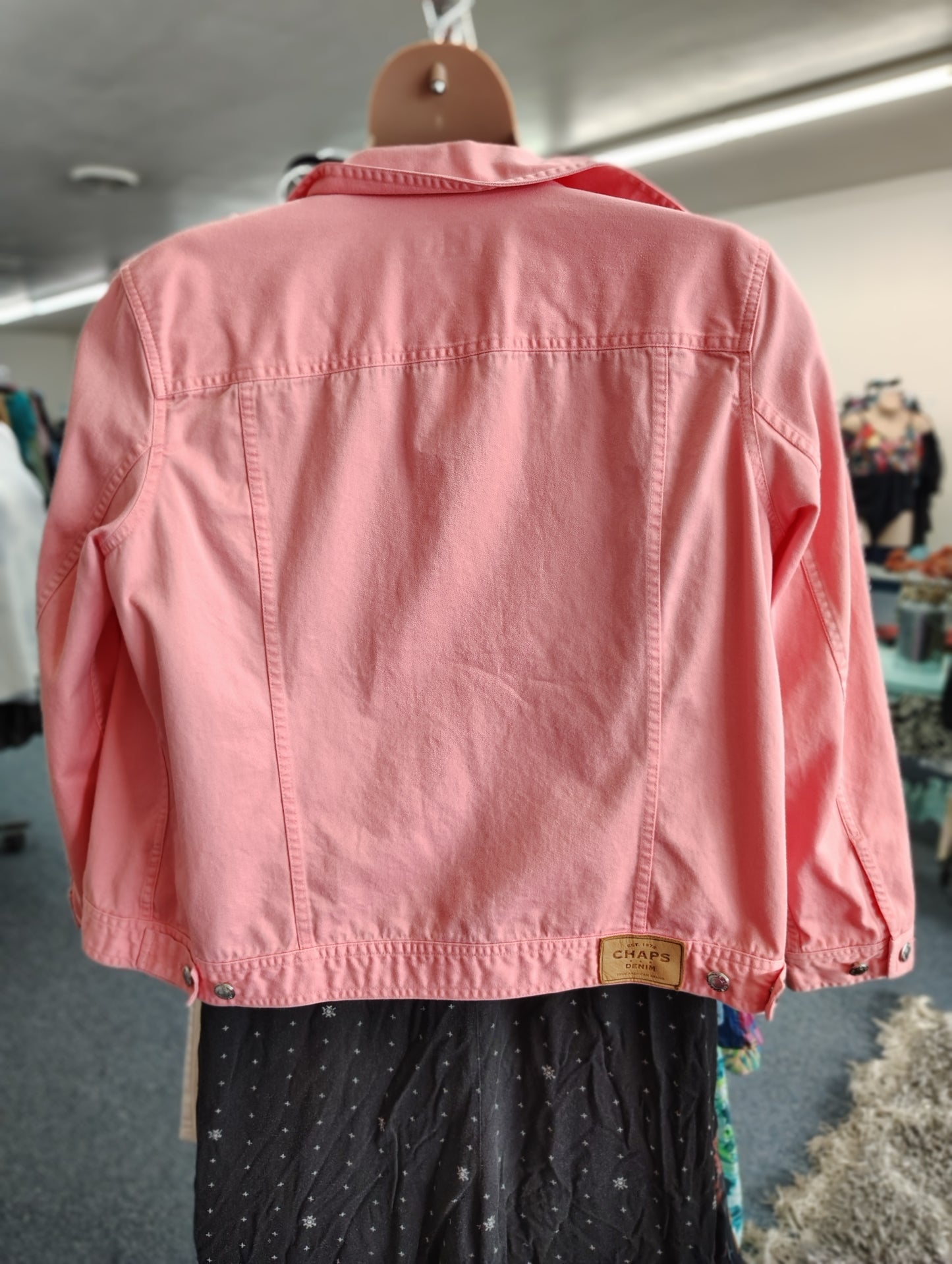 Chaps coral colored denim jacket size 1x