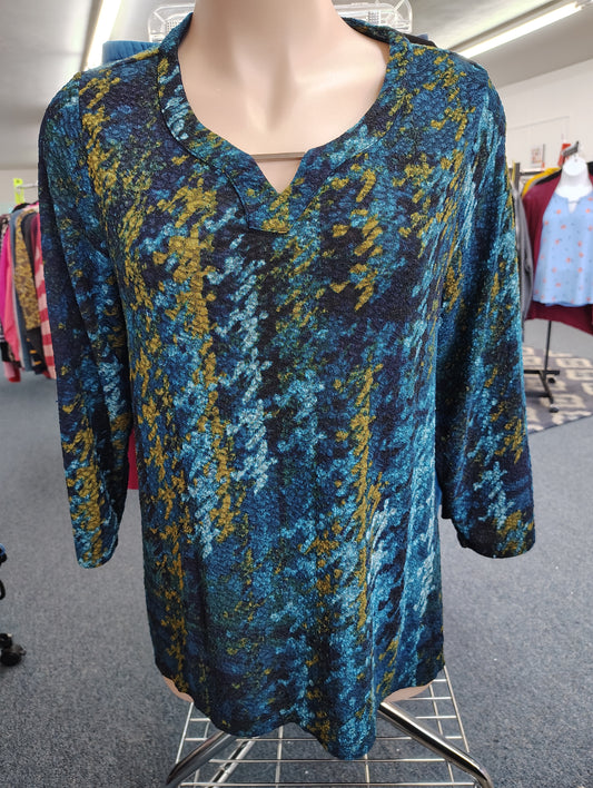 Catherines argyle print fall top size 2x