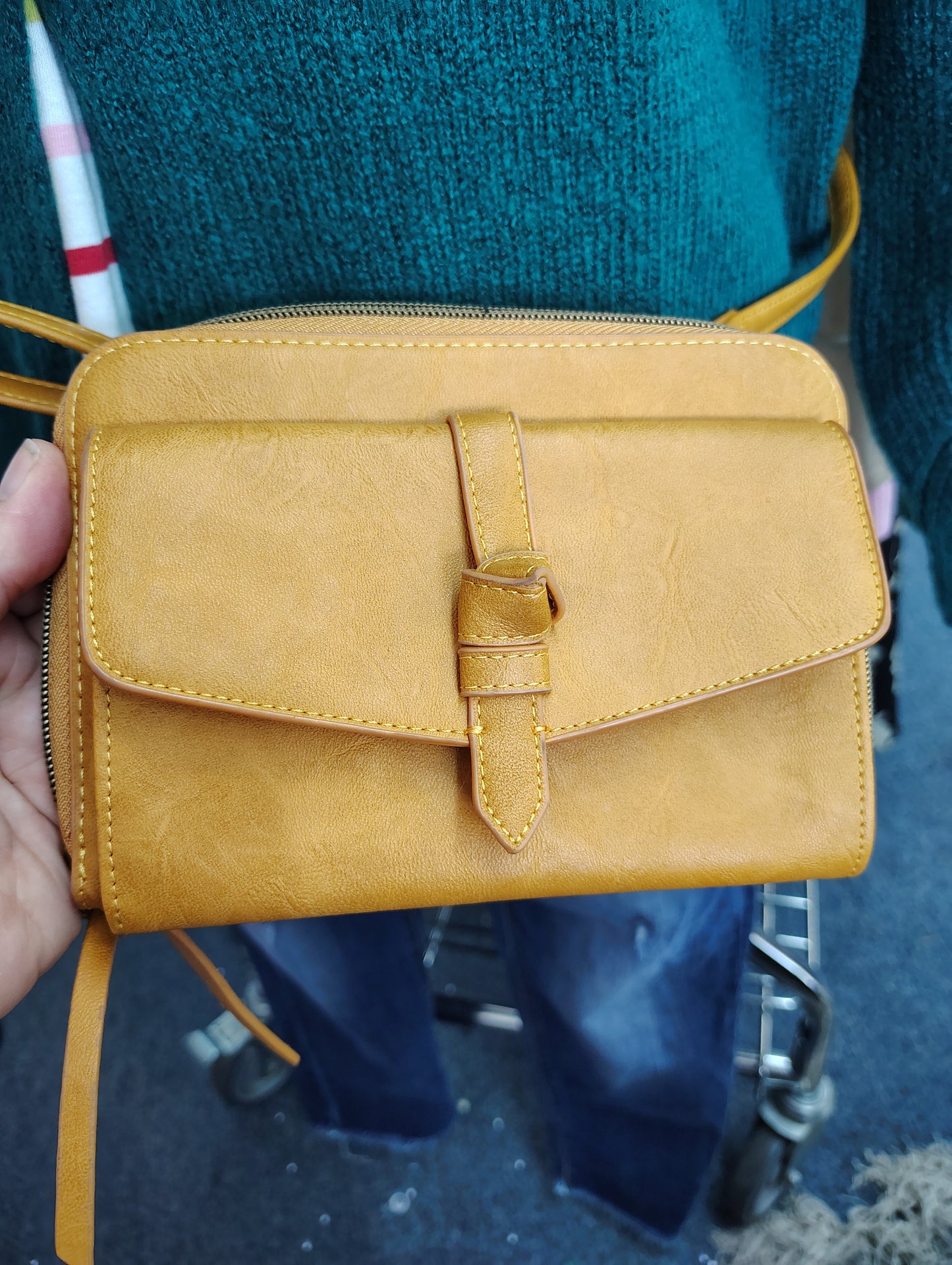 Yellow crossbody small purse bag with card pockets