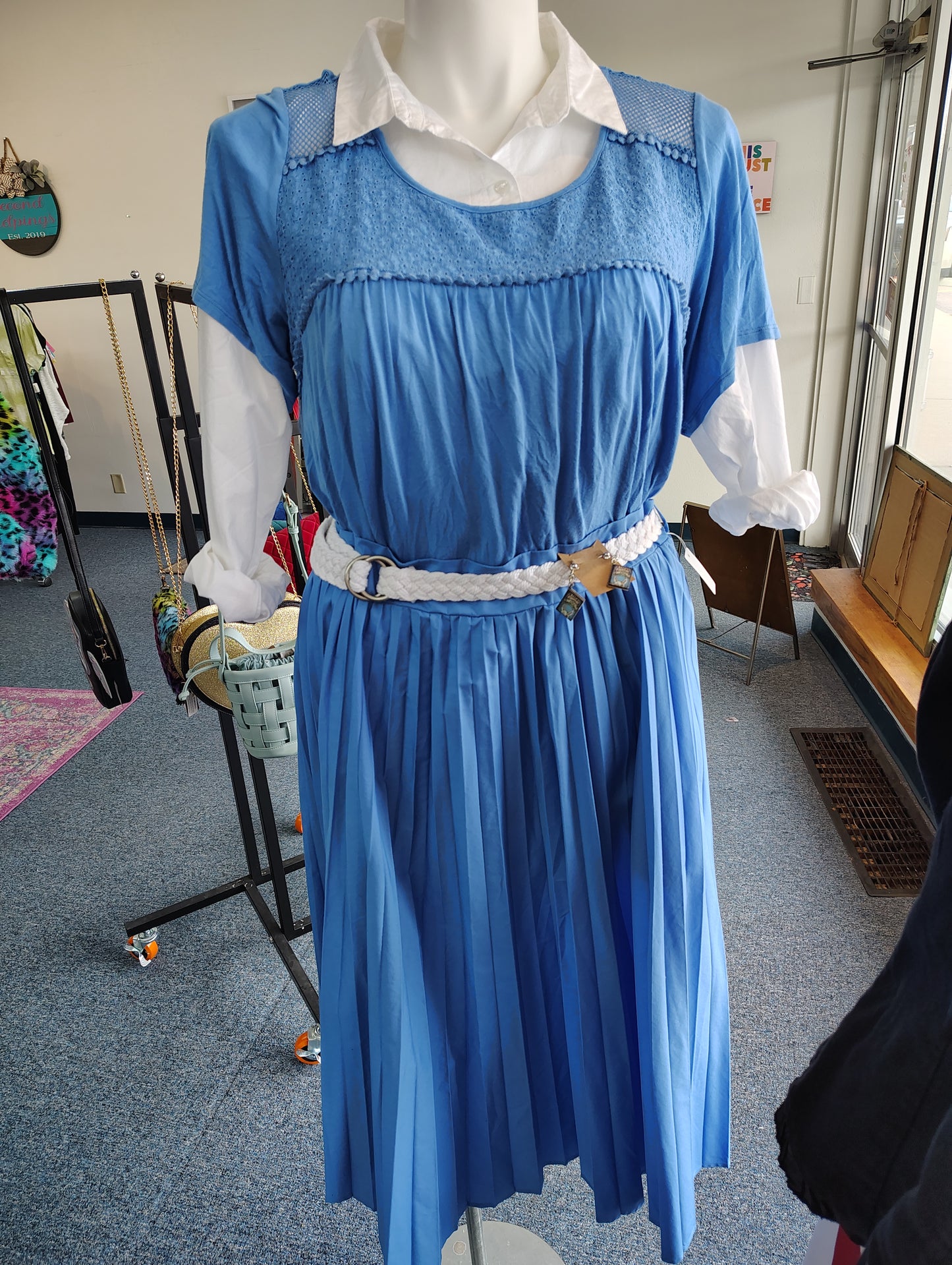 Free Assembly cornflower blue pleated skirt 2x