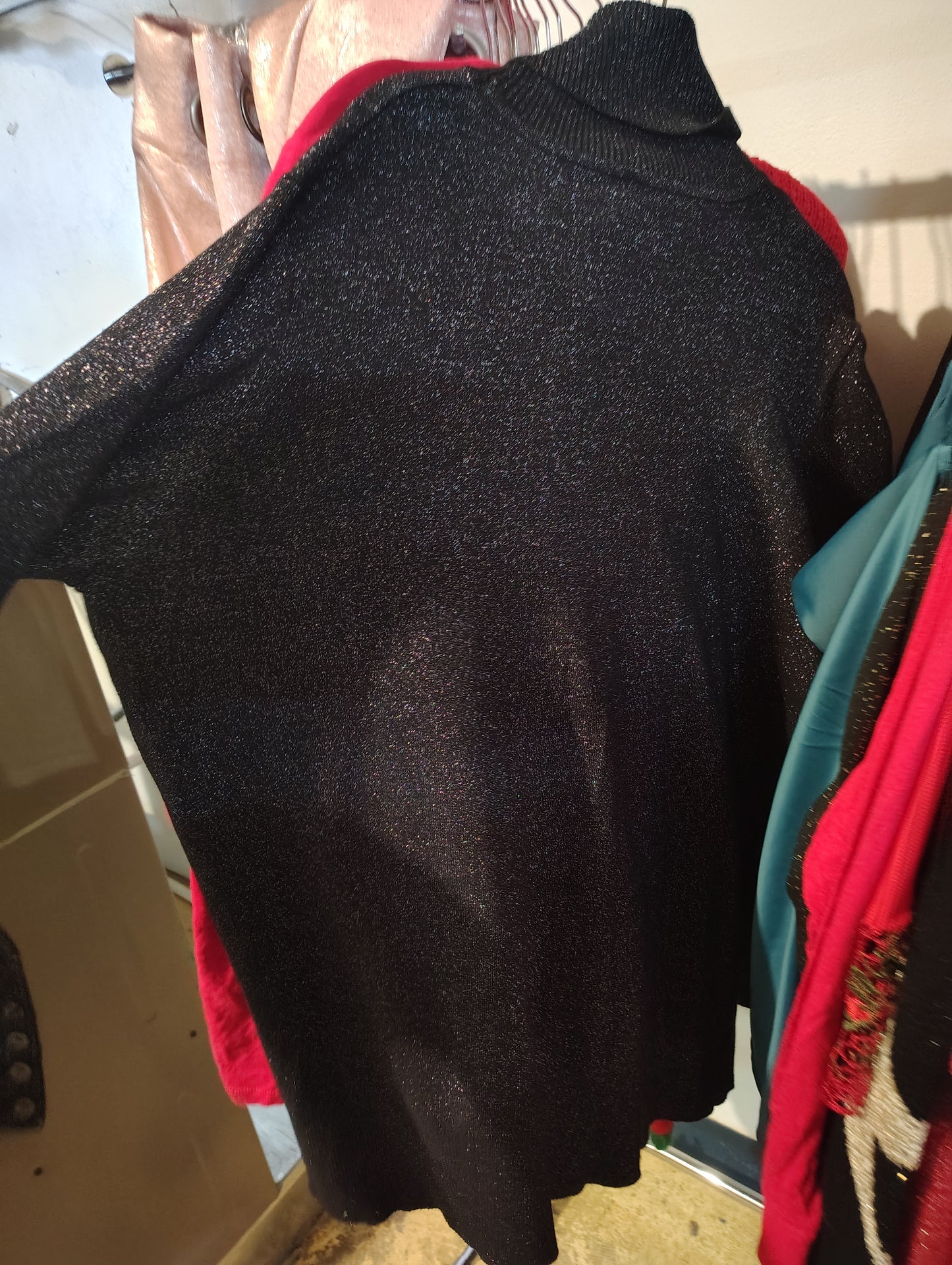 Black turtleneck glitter tunic sweater size XL