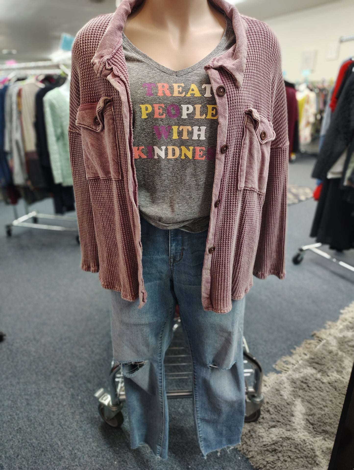 Bucketlist thermal maroon shacket size 3x