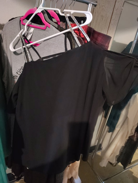 Dressbarn black knit dressy top with rhinestones size 3x