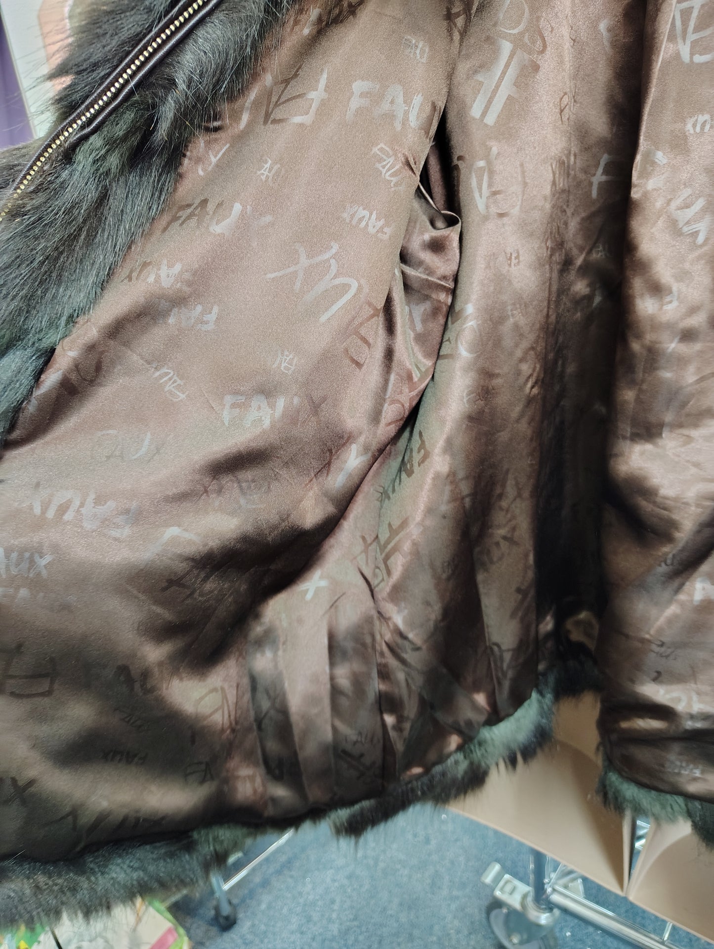 Donna Salyers Fabulous Furs brown faux fur coat size XL