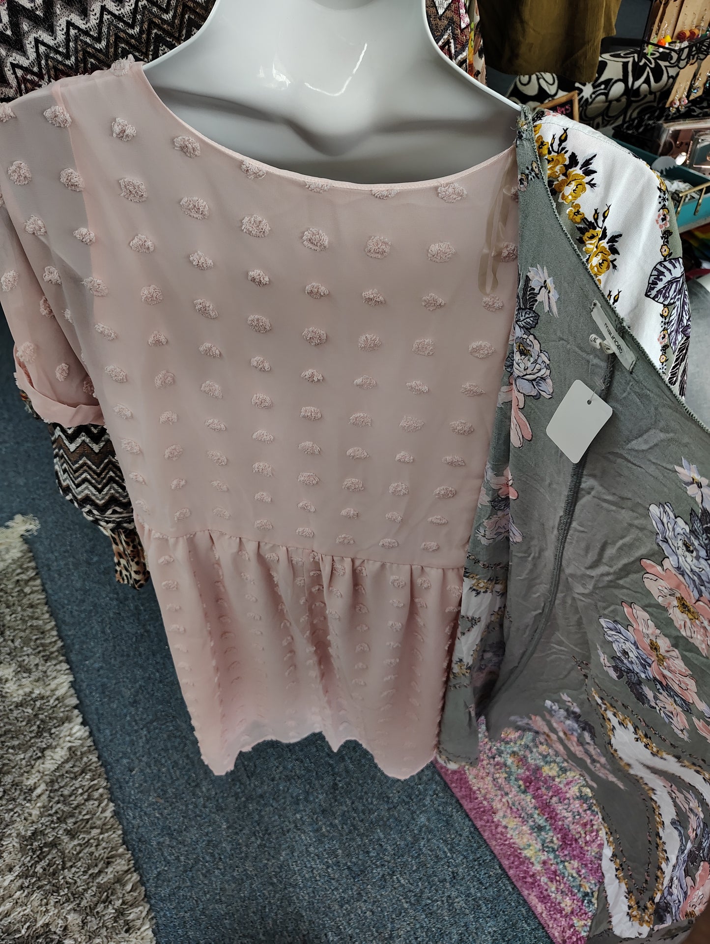 Kirundo blush pink raised dot babydoll dress xl