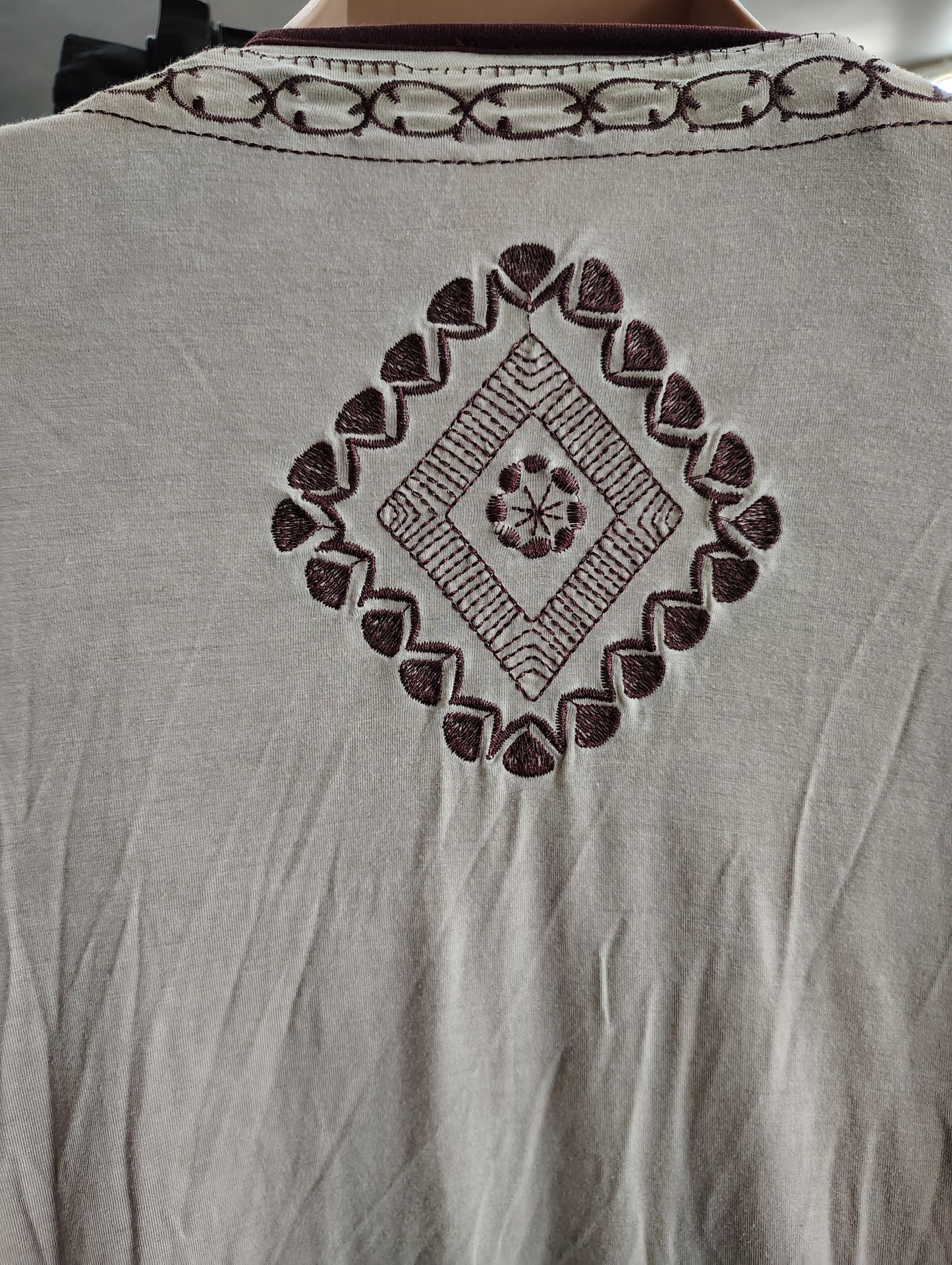 Brown kimono coverup cardigan with design size 1x