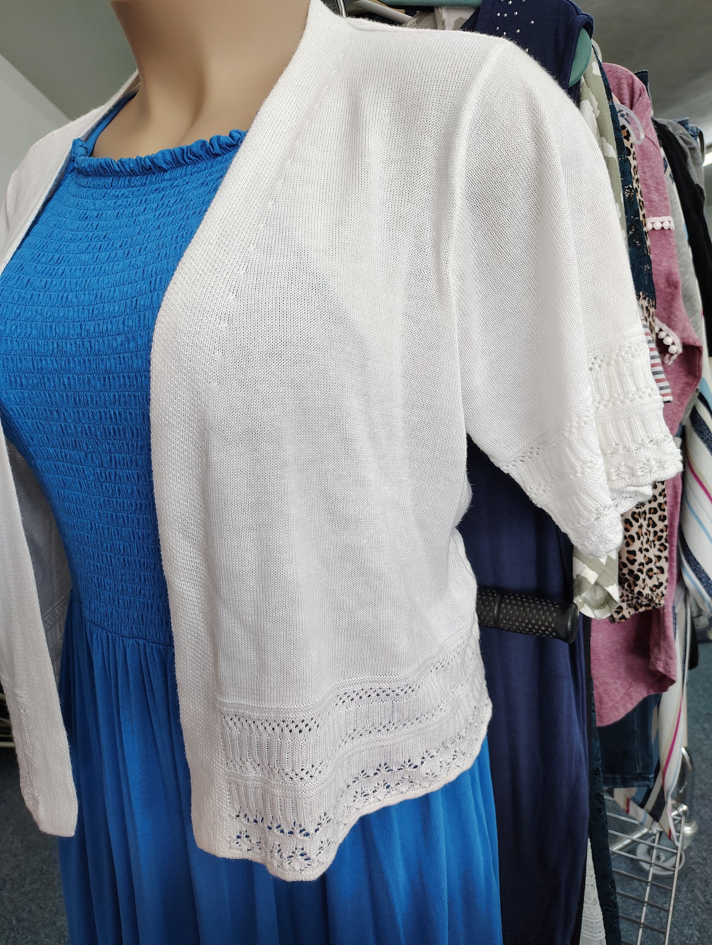 Ronnie Bee white cardigan sweater short sleeve size 2x