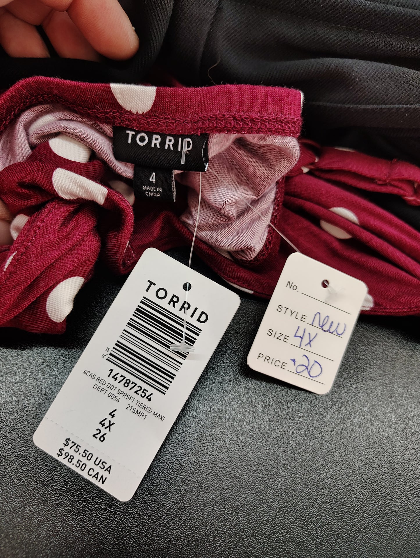 Torrid NWT red polka dot maxi dress size 4x