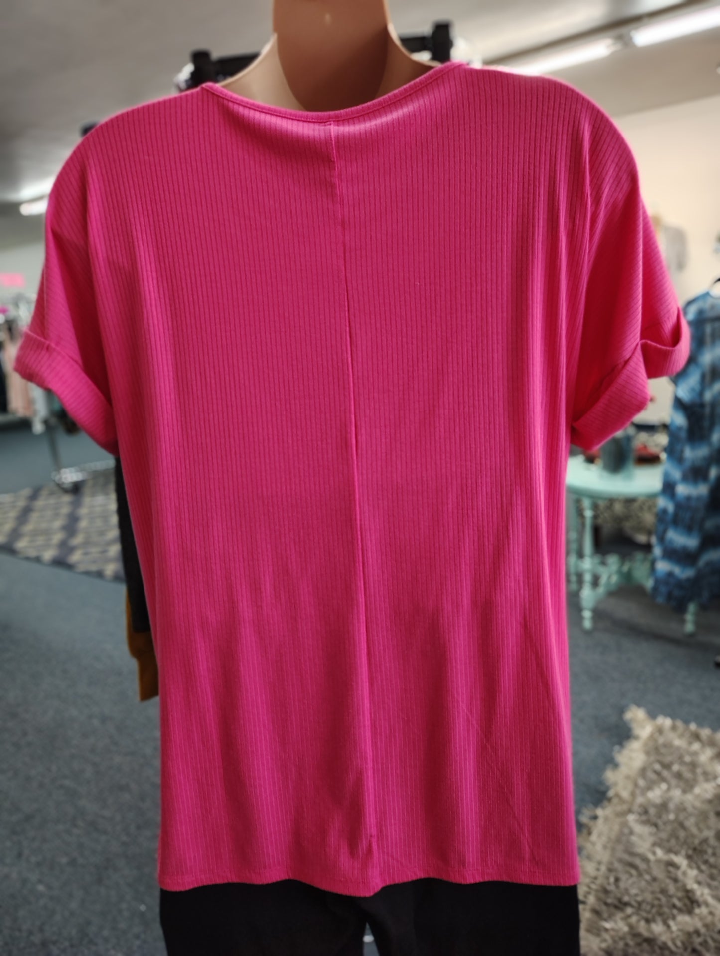 Zenana pink ribbed top size 2x