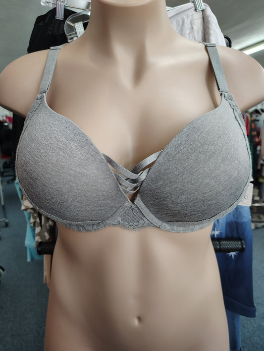 Torrid gray lace accent boost plunge bra size 40DD