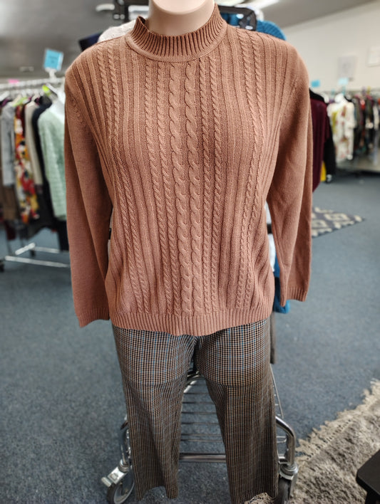 American Sweetheart brown cable knit sweater size 1x