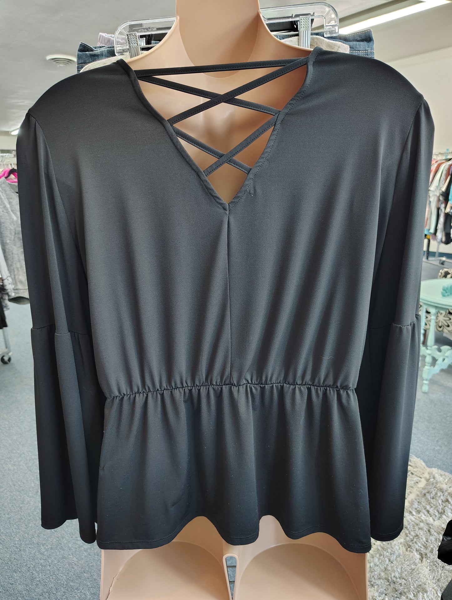 Maurices lace front black babydoll knit top size XXL