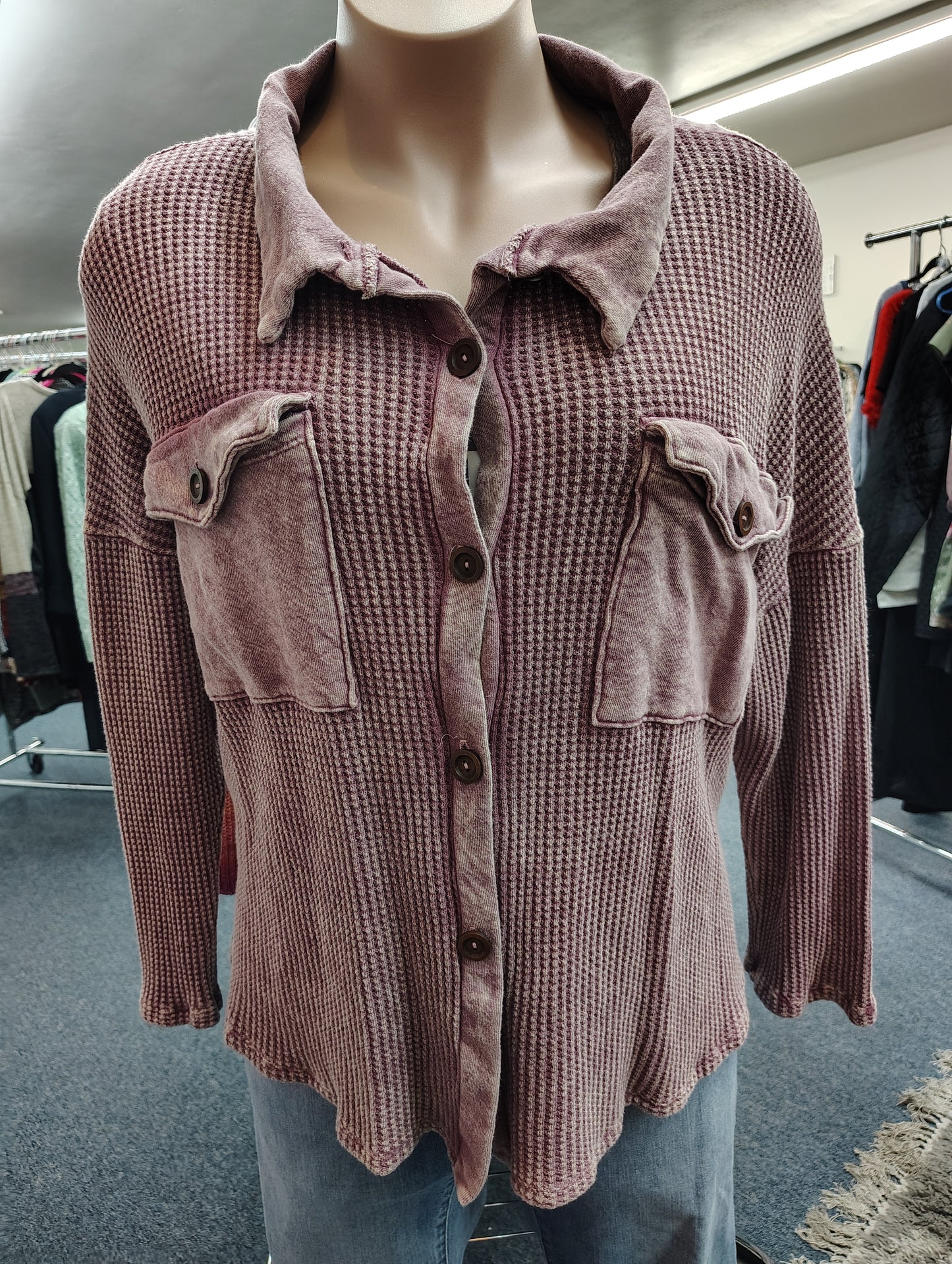 Bucketlist thermal maroon shacket size 3x