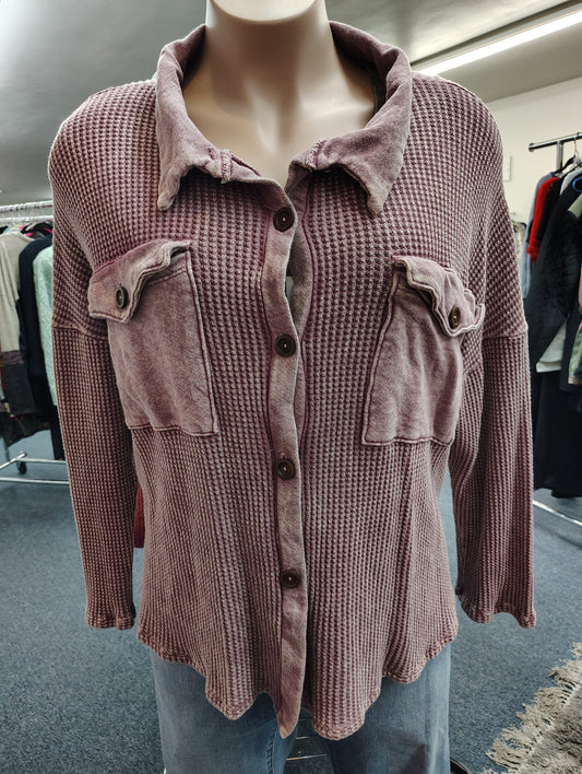 Bucketlist thermal maroon shacket size 3x