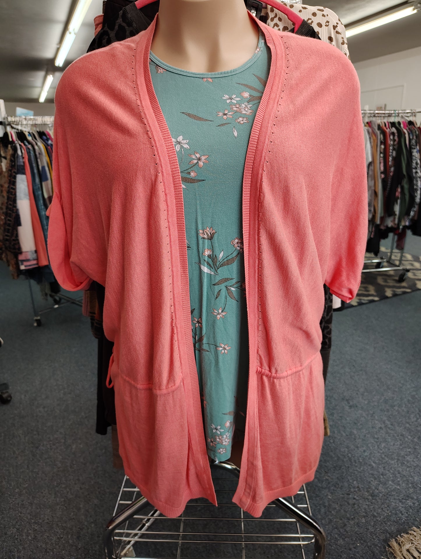 Christopher & Banks salmon colored cardigan xl