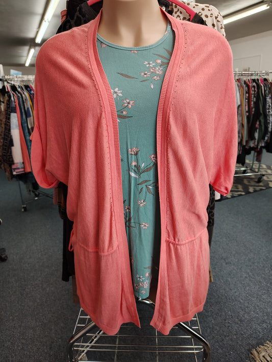 Christopher & Banks salmon colored cardigan xl