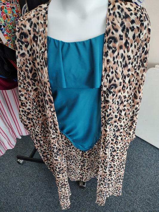 Ninexis NWT leopard print long kimono size 3x