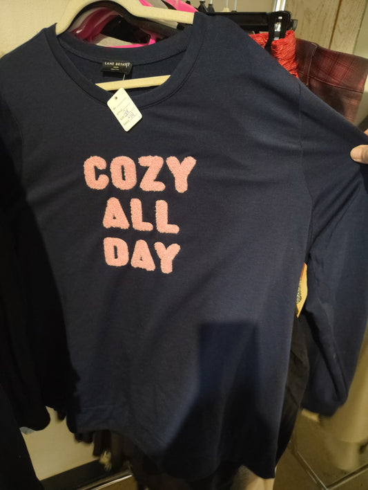 Lane Bryant navy sweatshirt "Cozy All Day" 18/20 2x