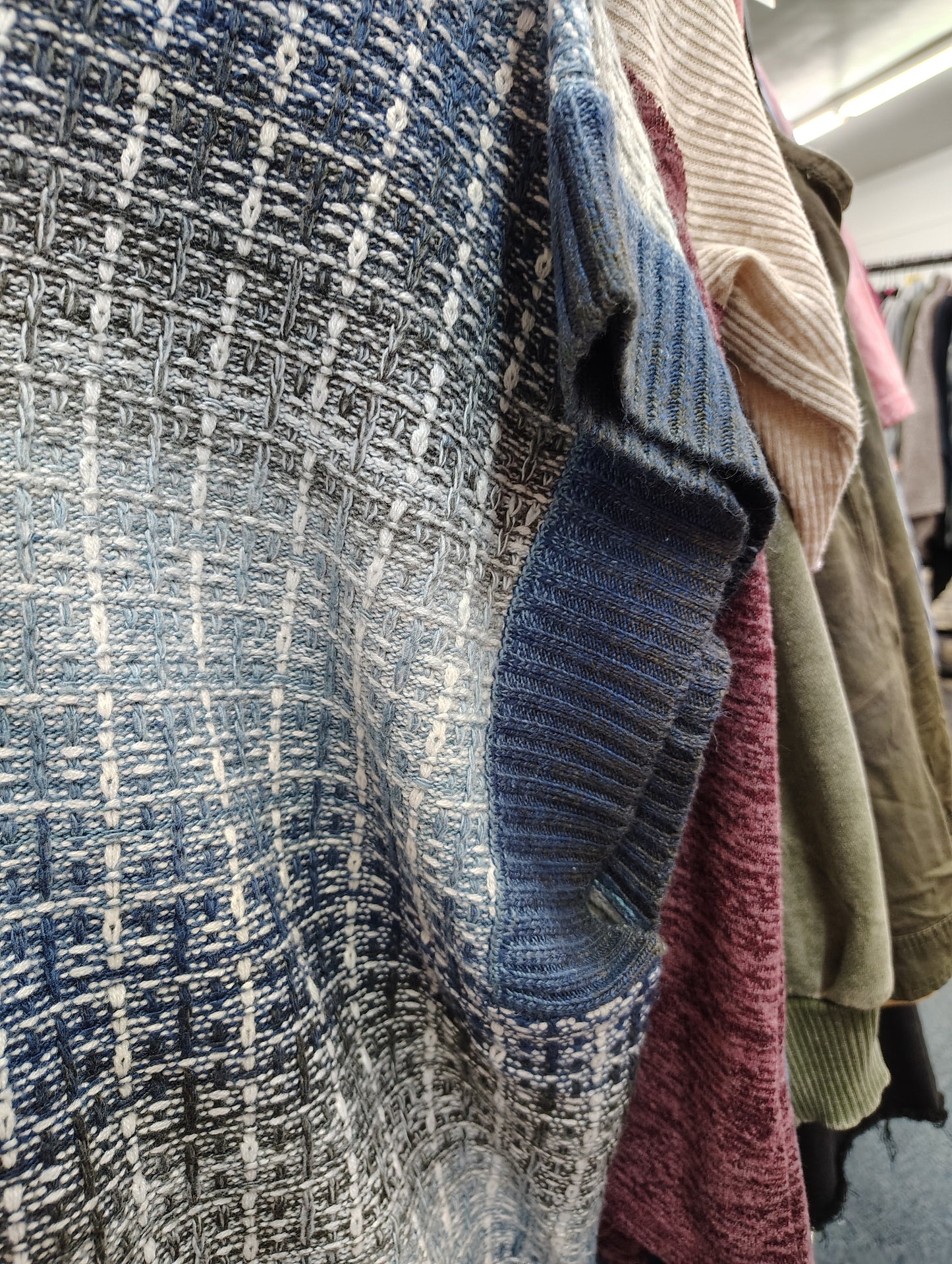 Striped short sleeve turtleneck sweater cape one size