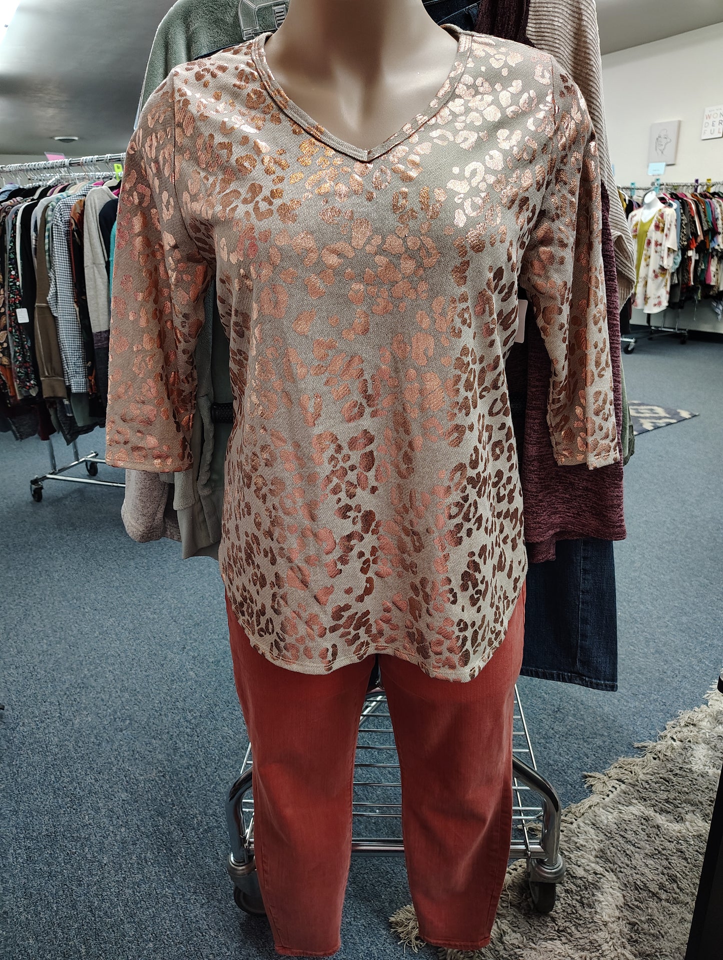 Honeyme Curvy animal print top with shiny design xl