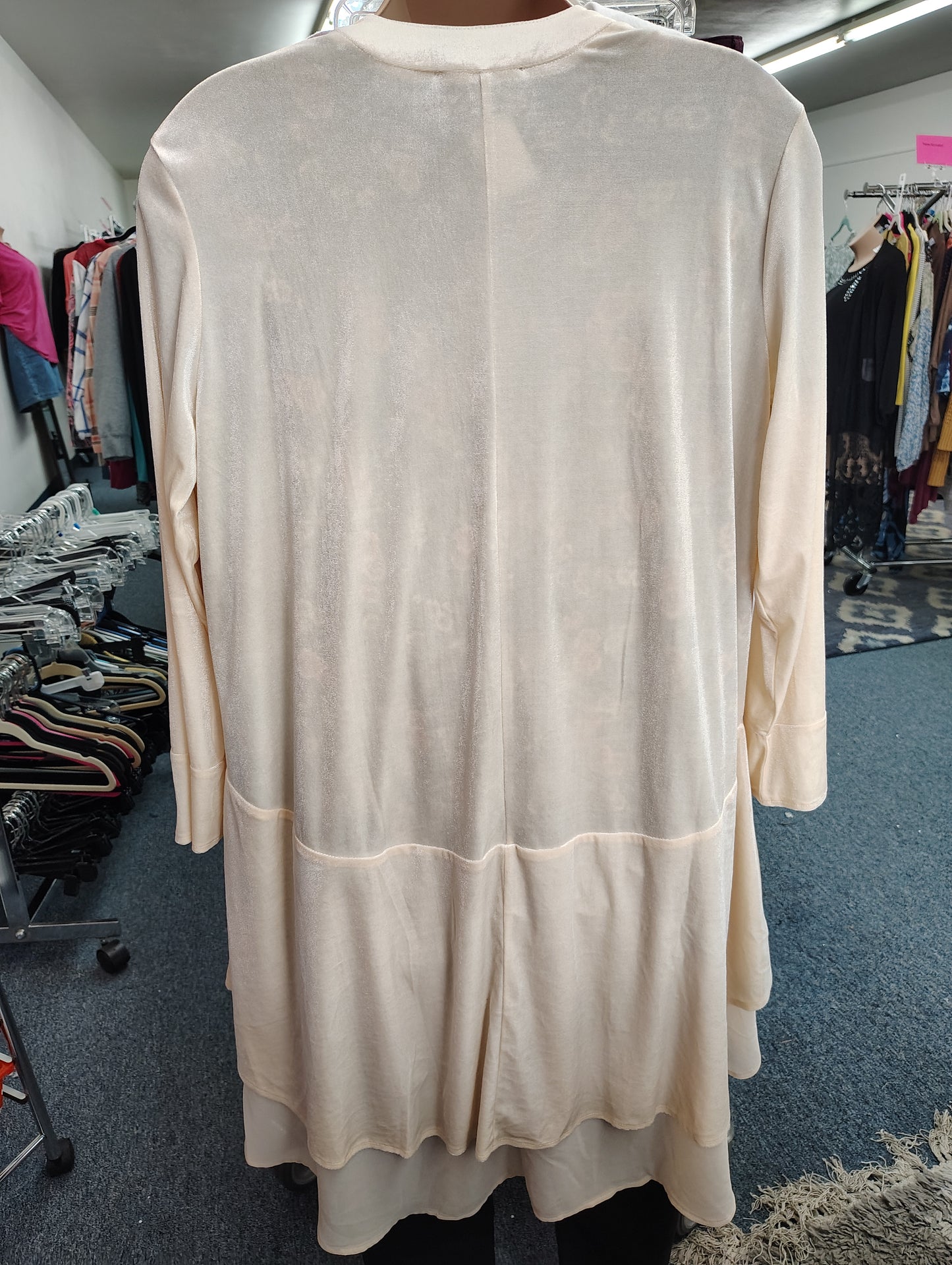 Kate & Mallory cream long velvet blazer jacket 1x