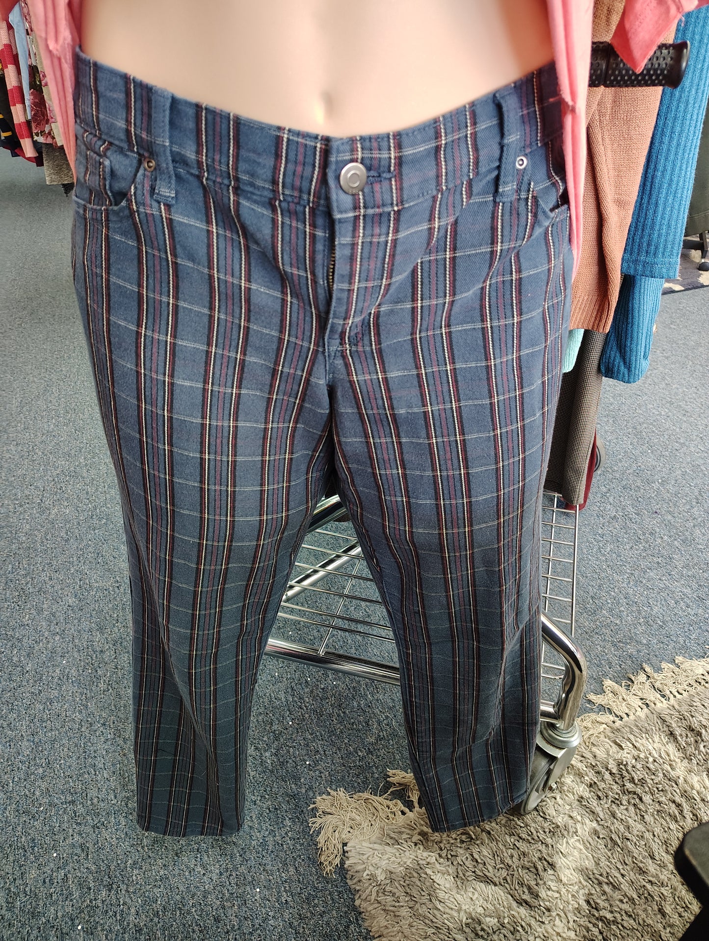 Gap 1969 Always Skinny plaid retro jeans size 16