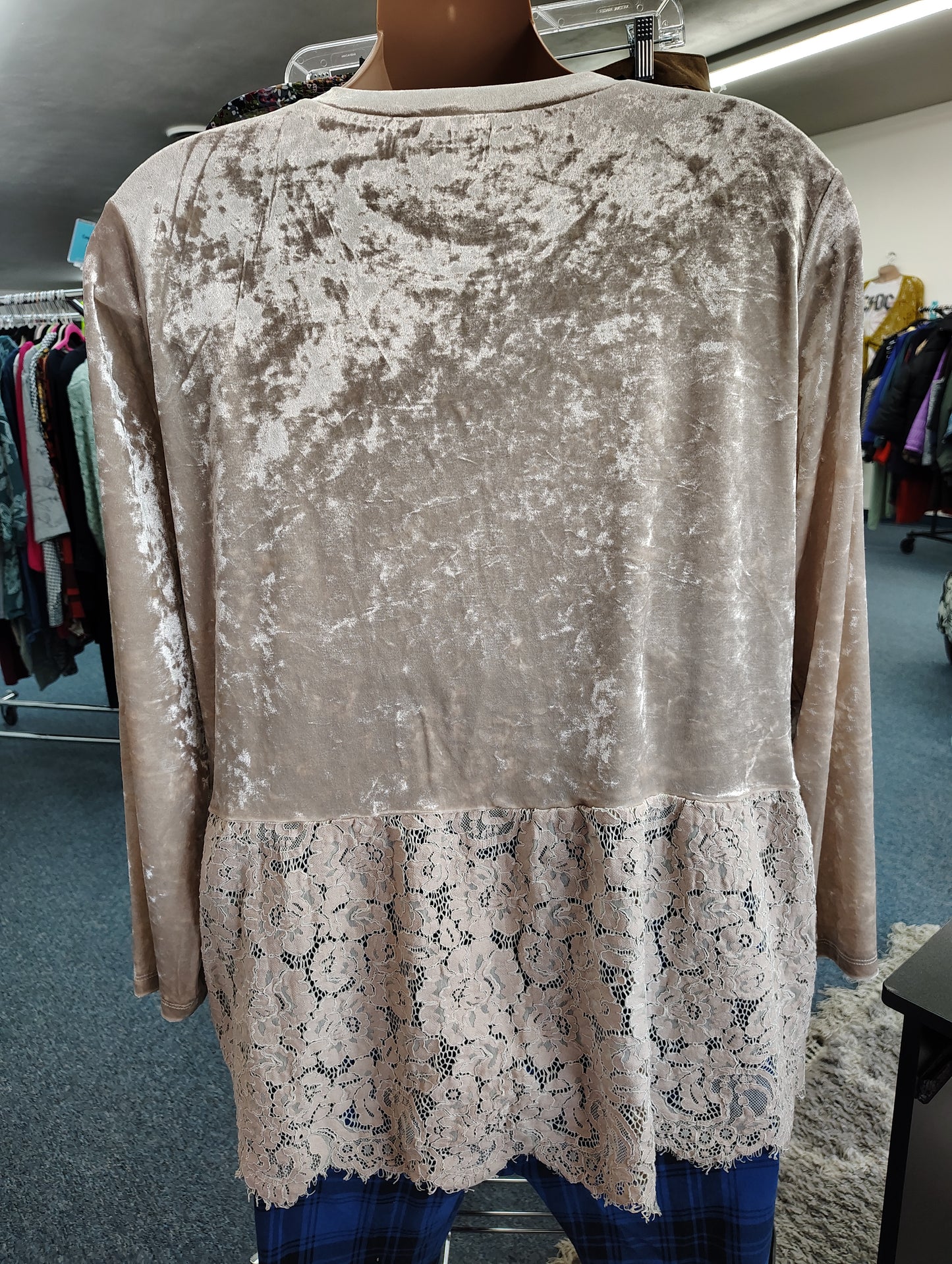 Suzanne Betro velvet and lace tunic top oversized 3x