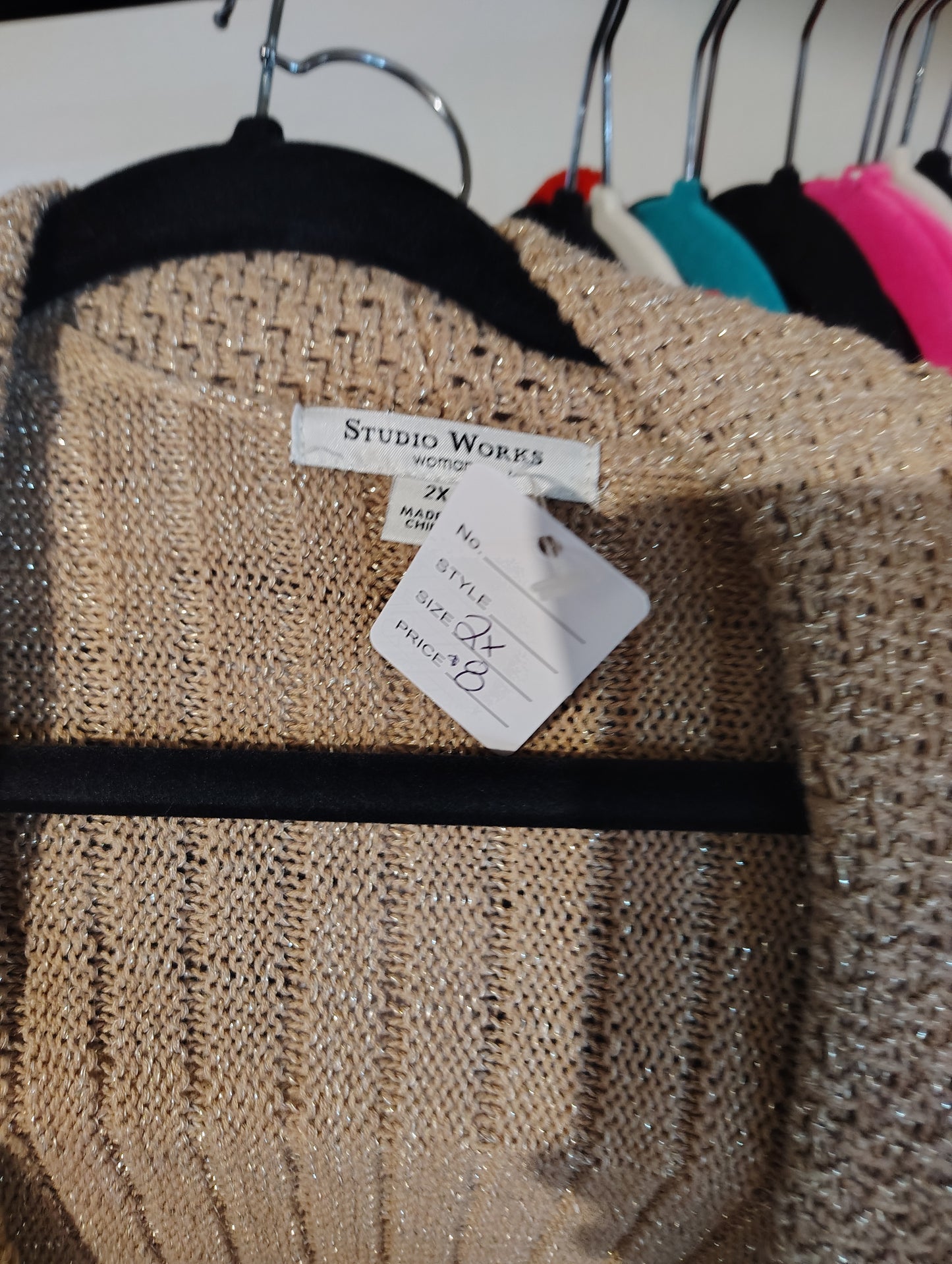 Studio Works beige sparkly cardigan size 2x