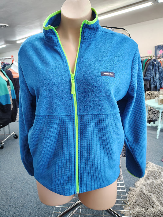 Land's End blue zip front fleece sweatshirt size xl